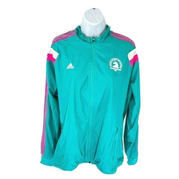Adidas Boston Marathon Windbreaker Jacket Womens Large 2016 Unicorn Anthem - Picture 2 of 13
